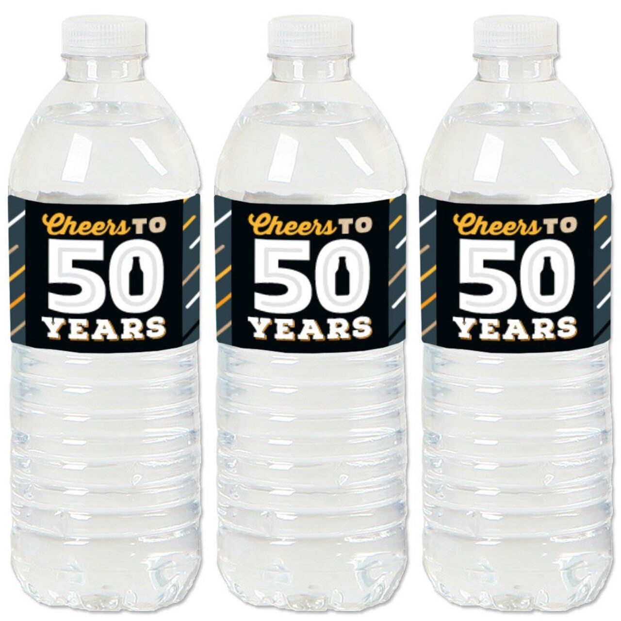 Big Dot of Happiness Cheers and Beers to 50 Years - 50th Birthday Party Water Bottle Sticker Labels - Set of 20